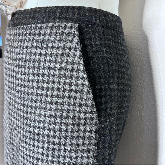 J. Crew Houndstooth 100% Wool Grey & Black Color-Block Pencil Skirt Sz 2 - Picture 7 of 12